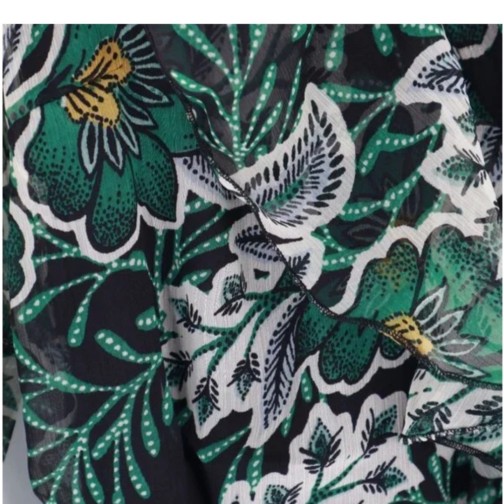 NWT Band of the free Floral Green and Black Sheer long sleeve Bodysuit size M - Picture 5 of 12